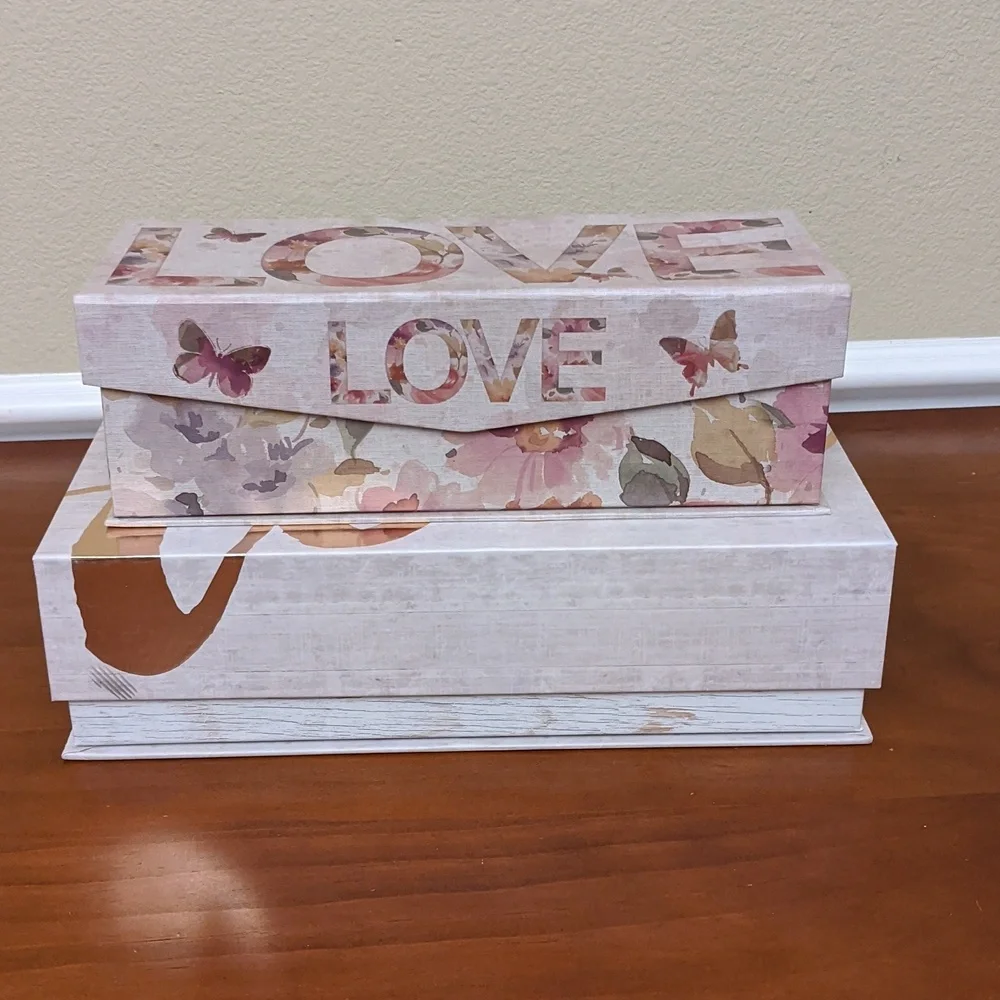 Floral and Gold Love Decorative Boxes Magnetic Closure Valentine's Day Gift